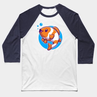 Cute Clownfish Swimming Cartoon Baseball T-Shirt